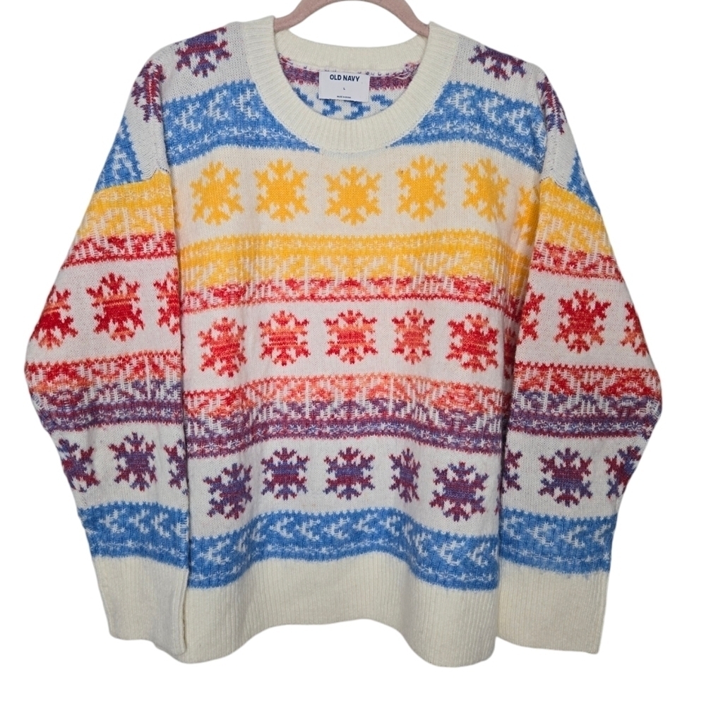 Old Navy Multicolor Snowflake Sweater